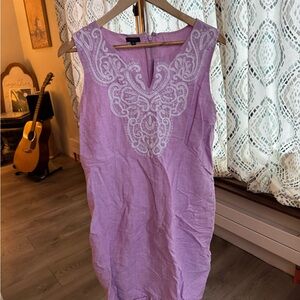 Talbots Lavender Embroidered Sleeveless Dress